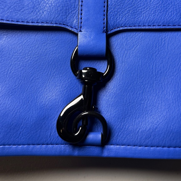 NWOT Rebecca Minkoff Bright Blue Leather Flap Crossbody Bag Clip Dust Bag - Picture 7 of 11
